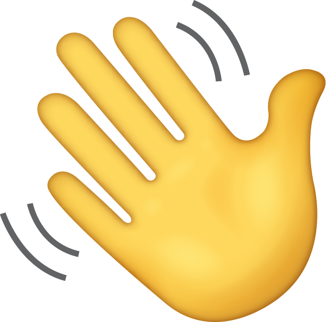 an emoji of a hand waving
